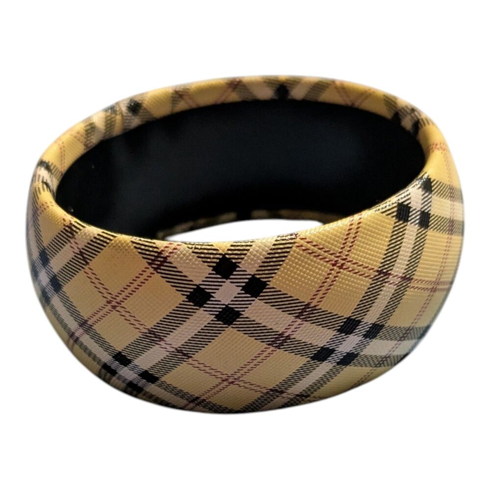 Y2K Chunky Plaid Bangle Bracelet – Preppy Resin Statement Bracelet